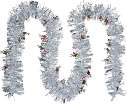 Clayre & Eef Kerstslinger Guirlande 200 cm Zilverkleurig Kunststof
