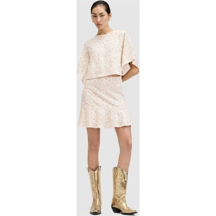 AllSaints Ivy Emb Skirt Ecru White Größe: 2 | Miniröcke Outlet | Damen | Braun