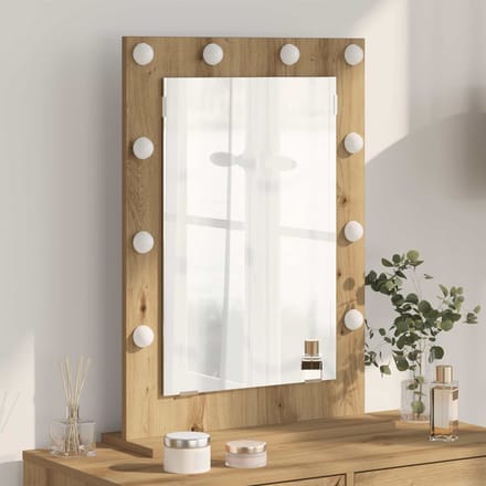 vidaXL - Make-up - Spiegel - Artisan - Eiken - 70 - x - 50 - x - 18 - cm - Rechthoekig