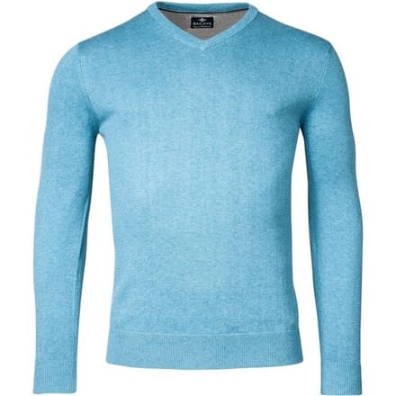 Baileys Trui Cotton Uni V-Neck Single Knit Adriatic Blue / male