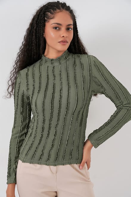 Gestructureerde Slim Fit Halve Colblouse