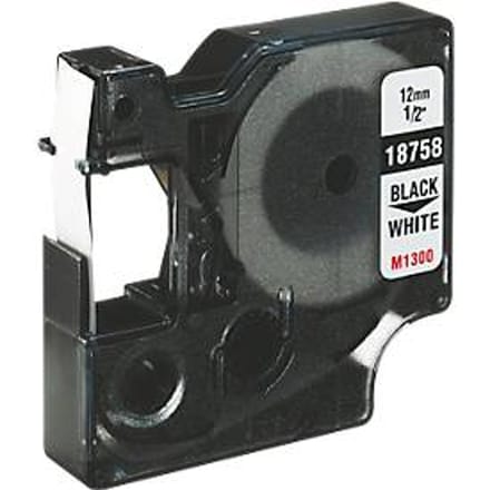 DYMO Rhino industriële Flexibele Nylon Labels | 12 mm x 3,5 m | zwarte afdruk op wit | zelfklevende labels voor Rhino & LabelManager labelprinters