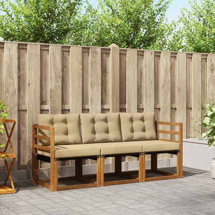 vidaXL - Buiten - bank - set - 3 - st - Natuurlijk - en - Beige