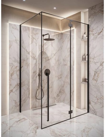 H&F Douchecabine Madela 120x90 cm – Mat Zwart – 8 mm Veiligheidsglas – Nano Coating – Draaideur