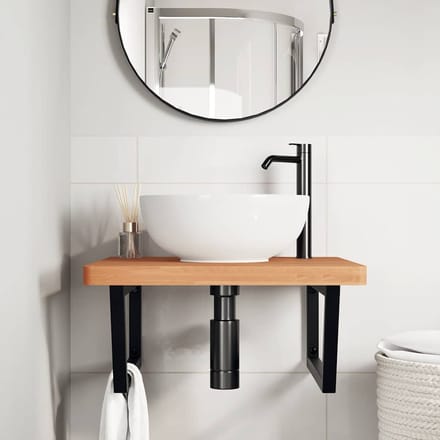 vidaXL - Badkamer - wandschap - staal - en - massief - beukenhout