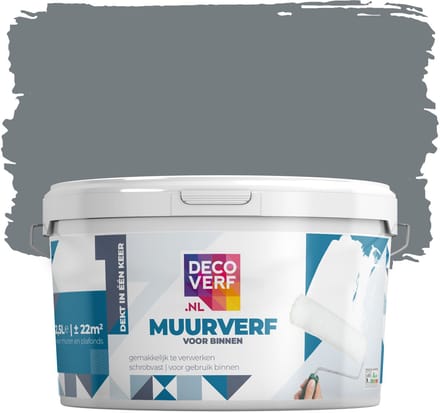 Decoverf muurverf mat grafiet, 2.5L