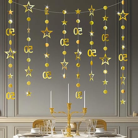 Verjaardag Decoraties - Feest Slinger - Feest Versieren - Gouden Cirkels - 12 Meter - Goud