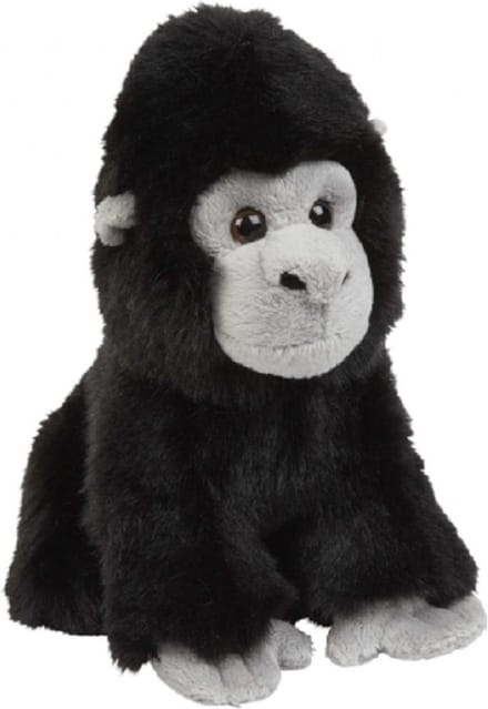 Ravensden Pluche knuffel dier - Gorilla aap - zwart - 18 cm - Speelgoed - Apen knuffelbeesten