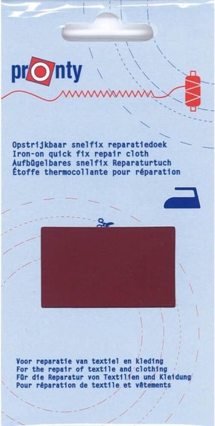 PRONTY REPARATIEDOEK SNELFIX OPSTRIJKB. 015 BORDEAUX - PER STUK.