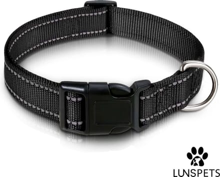 Lunspets - Hondenhalsband - Reflecterend - Zwart - Oersterk - Maat S