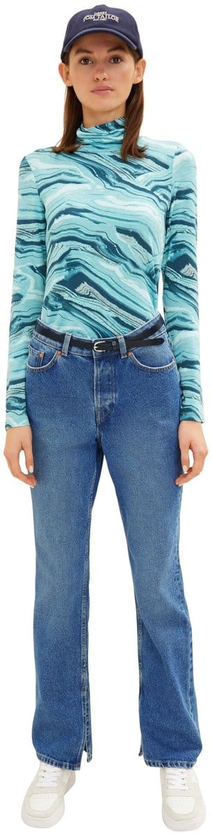 Tom Tailor Denim - TTPAULA smalle leren riem met afgeronde gesp - Maat 85 - navy uni