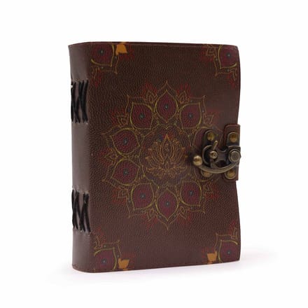 Leren Lotus Mandala notitieboek met scheprand (7x5")