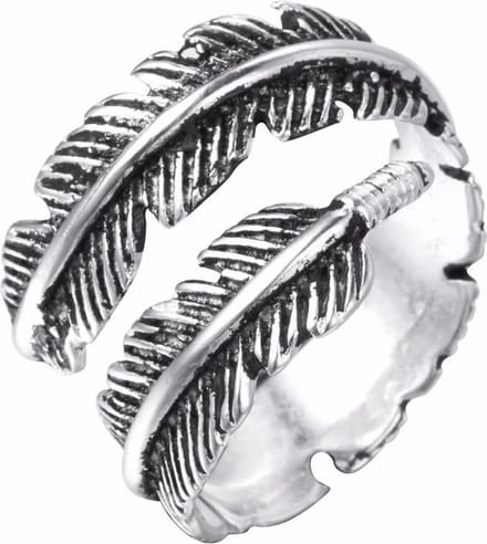 24/7 Jewelry Collection Veer - Blad Ring Verstelbaar - Verstelbare Ring - Zilverkleurig