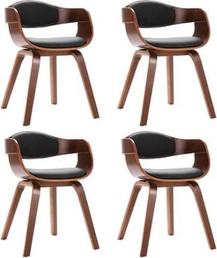vidaXL - Eetkamerstoelen - 4 - st - gebogen - hout - en - kunstleer