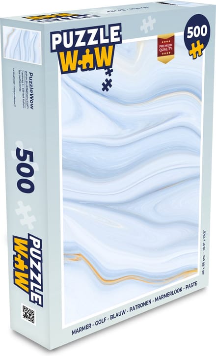 Puzzel Marmer - Golf - Blauw - Patronen - Marmerlook - Pastel - Legpuzzel - Puzzel 500 stukjes