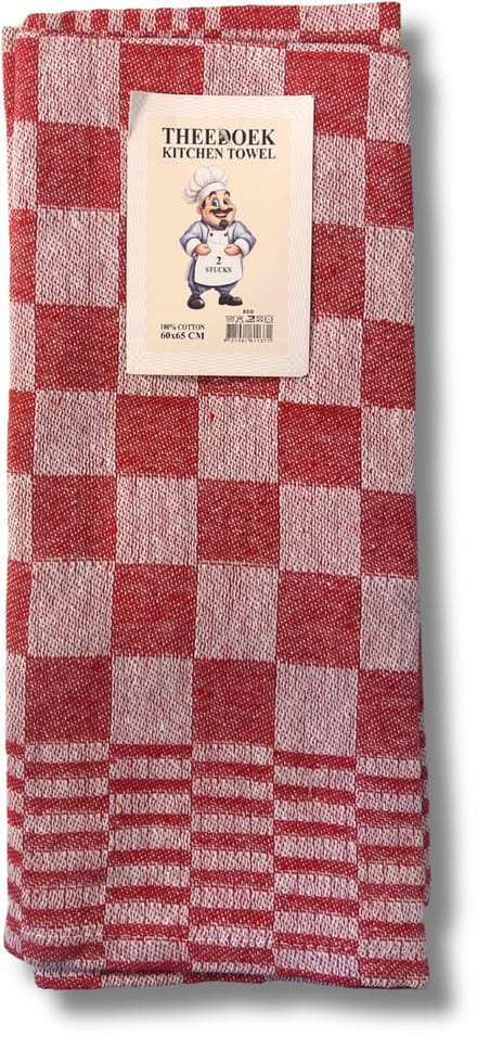 Theedoekenset - 60 x 65 cm - Geblokt - Rood (per set van 2)