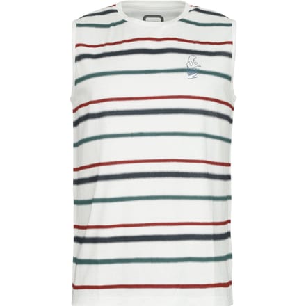 R.E.D. Rock-Engineered Design Witte tanktop met gekleurde horizontale strepen - Heren - M