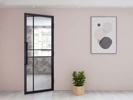 Stalen Scharnierdeur 6-vlaks Helder Glas – Rechts – 2315 x 930 mm