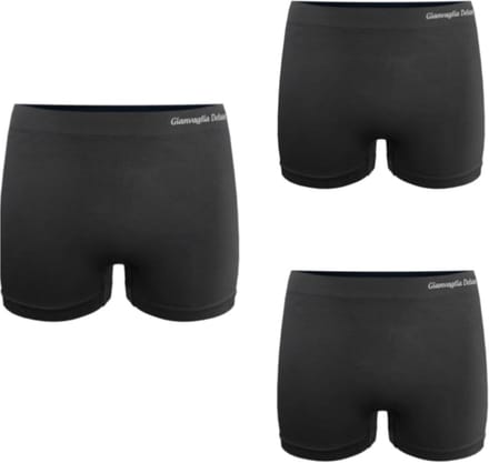 Gianvaglia - Damesboxers - naadloos - Zwart -Hoog model - Maat M/L - 3 -Pack!