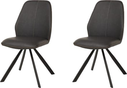 WAYS. – Moderne Kunstleren eetkamerstoelen – Bruin – Stevige houten vierpoot – 2 stuks