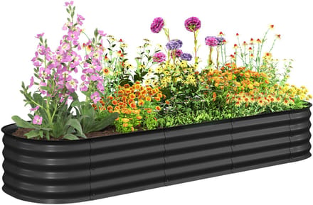 Outsunny tuinbed - gekleurd staal - 195x62x30cm - donkergrijs