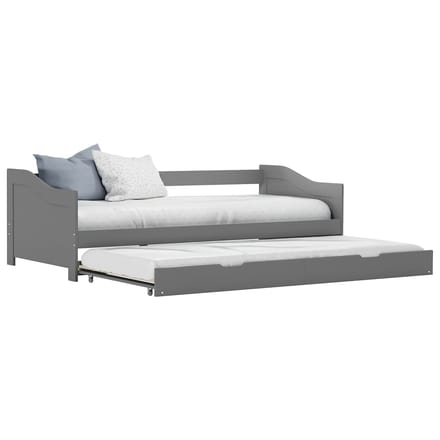 vidaXL - Bedbank - uittrekbaar - grenenhout - grijs - 90x200 - cm