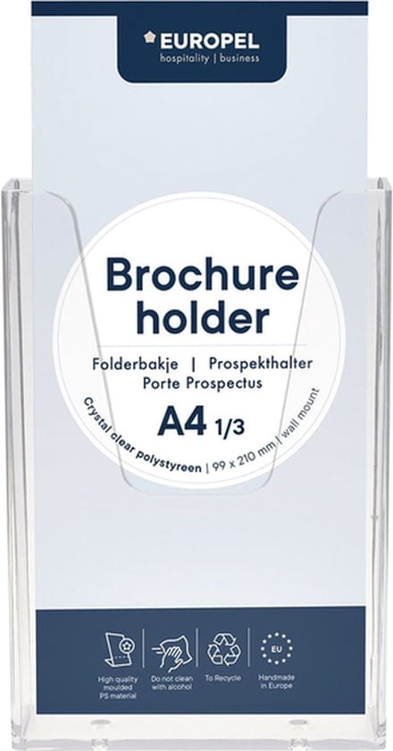 Folderhouder Europel wand 1/3 A4 transparant | 10 stuks