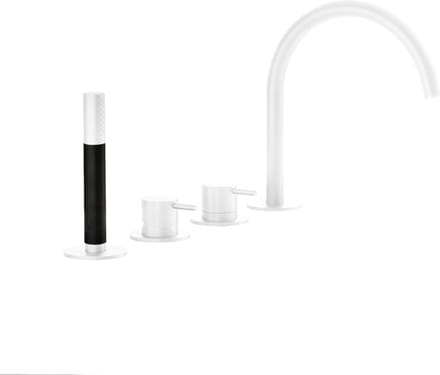 Hotbath Cobber CB173 badrandcombinatie met staafhanddouche, 2-weg omstel en draaibare uitloop mat wit