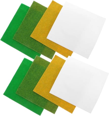 Kunstgrasmatten Set - Miniatuur Gazon - Modelbouw Decoratie - Levensechte Uitstraling - 15x15 cm - Groen