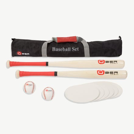 Honkbal set, ECO hardhout in tas