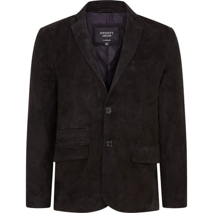 Heren Zwart Slim Geiten Suède Italiaanse Blazer Jas-Somero
