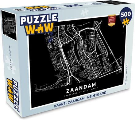 Puzzel Kaart - Zaandam - Nederland - Legpuzzel - Puzzel 500 stukjes