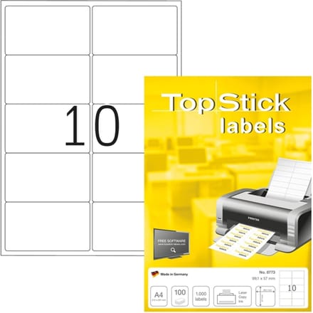 TOP STICK universele etiketten, 99,1 x 57 mm, wit, 100 vel