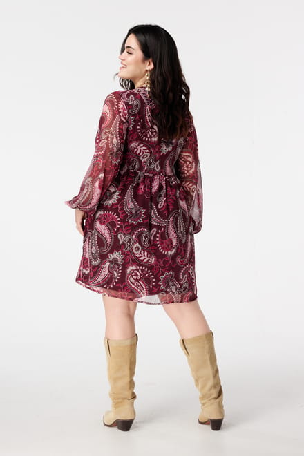 MS Mode Dames Sheer Blouse met Paisleyprint – Maat 42