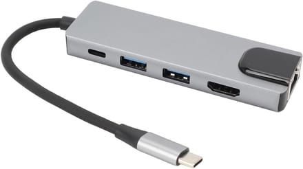 5-in-1 USB C Hub Adapter met 4K HD Display, 1000Mbps RJ45 en USB 3.0 voor Telefoon, Tablet en Computer