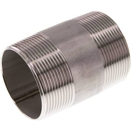 R 2'' RVS Dubbele Pijpnippel 20 Bar DIN 2982 - 80mm - FL2S-M-ST-200R-80L