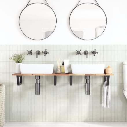 vidaXL - Badkamer - wandschap - staal - en - massief - acaciahout
