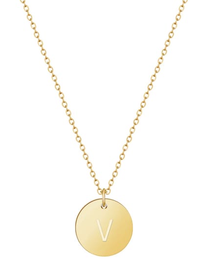 good.designs Ketting 18 K verguld met lettermunt V
