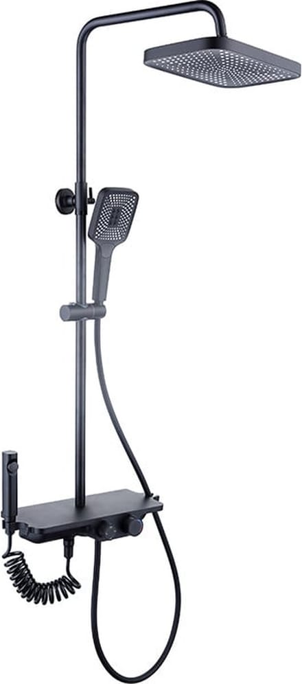 Regendoucheset - 30 cm - Zwart - Thermostaatkraan, Handdouche & Sproeier - Viking Choice