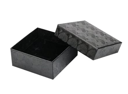 Luxe ringendoosje Zwart Oorbellendoosje met patroontje 5x5x3.5cm / HaverCo