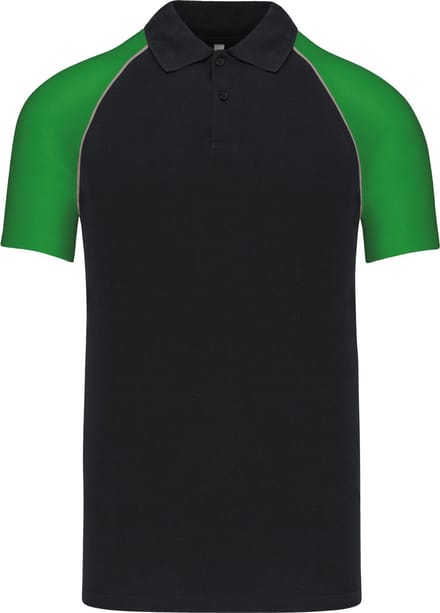 Herenpolo 'Baseball' korte mouwen Black/Green - S