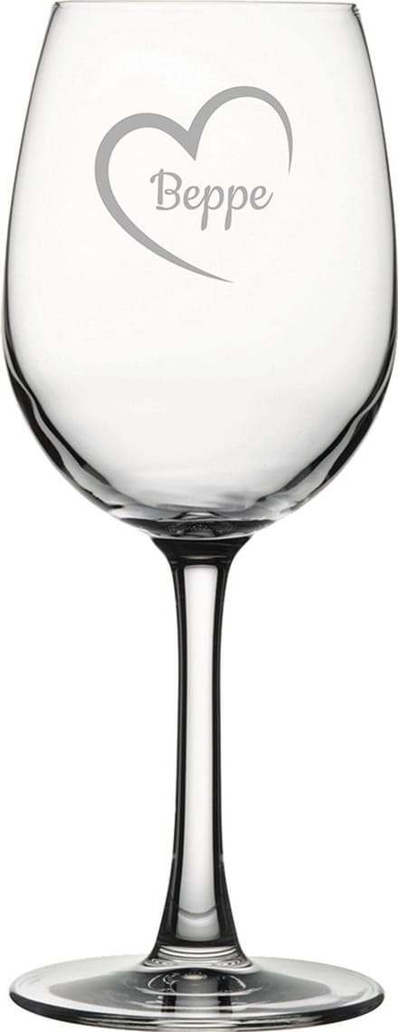 Gegraveerde witte wijnglas 36cl Beppe mei hert