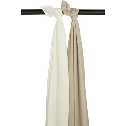 Meyco Baby Uni swaddle - 2-pack - pre-washed hydrofiel - offwhite/sand - 120x120cm