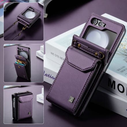 Luxe Flip Case met RFID Bescherming Kaarthouder voor Samsung Galaxy Z Flip 5 _ Paars