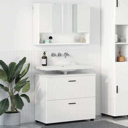 vidaXL - Badkamermeubel - Set - 2 - st - Wit - 76,5 - x - 35 - x - 64 - cm