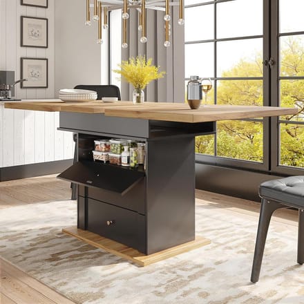 Uitschuifbare Eettafel - Keukentafel - Ruimte Besparen - Telescopisch Verstelbaar - 110-140 cm - Zwart