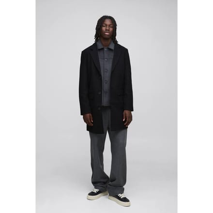 Single Breasted Wool Mix Overcoat | Black | Size Medium