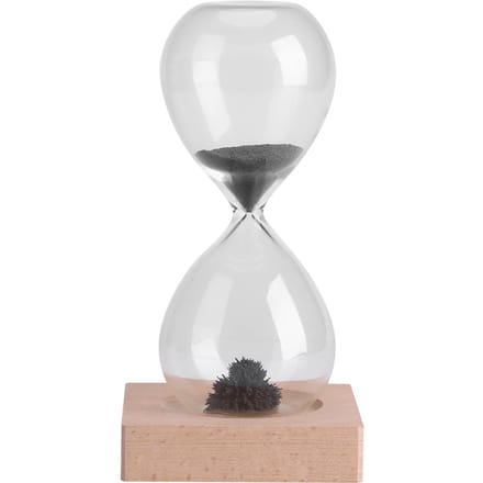 Magnetische Zandloper Zandloper Speelgoed Huis Kantoor Bureau Decoratie Display met Houten Basis white