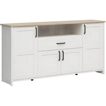 Brw Aksel Wit en Hout 4-deurs dressoir met 1 lade