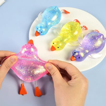 Squishy Glitter Eend Kinderen Fidget Speelgoed Dier Suiker Stressbal Stressverlichting Sensorisch Speelgoed Feestartikelen Paasmand Vullers yellow